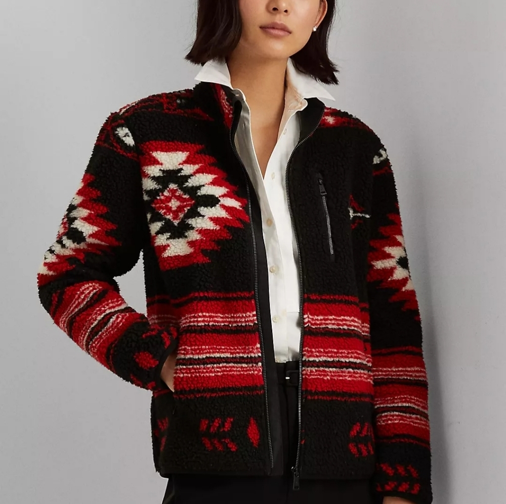 Nwt...Jacquard Faux-Shearling Jacket - Picture 1 of 5